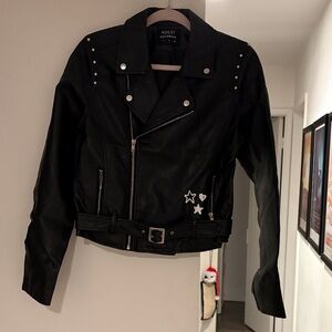 Ashley By 26 International Black Studded Leather Jacket